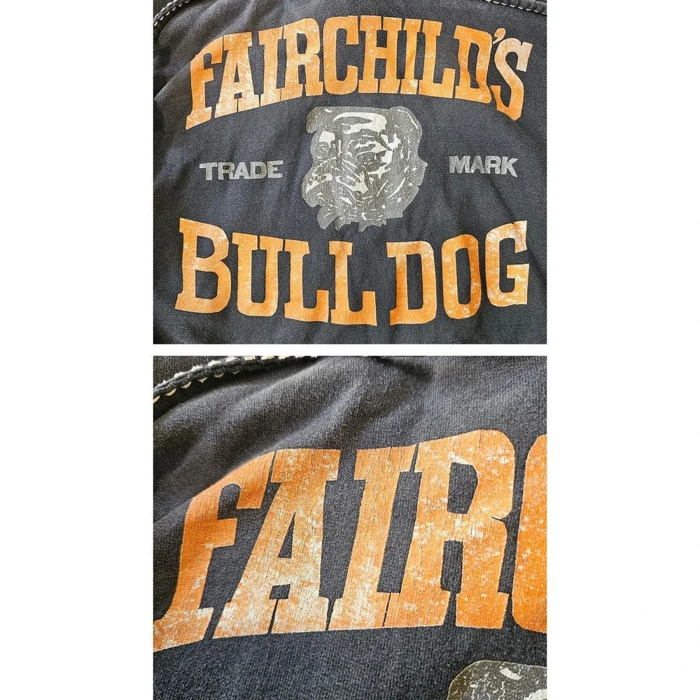 Vintage True Religion Hoodie Mens Medium Fairchilds Bulldog‎ Made in USA Y2K